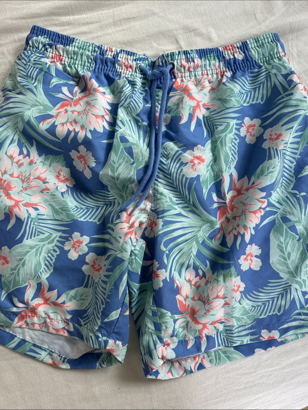 Free Planet Blue Tropical Floral Swim Trunks